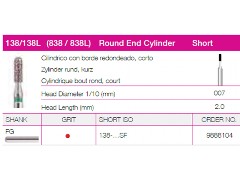 Round End Cylinder - Short 138-007S Round End Cylinder 